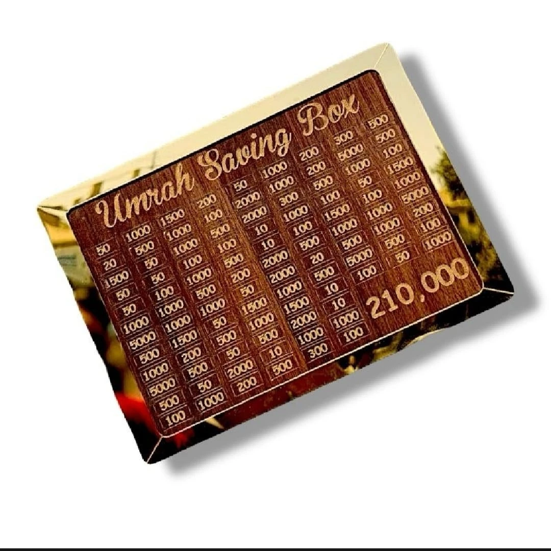 Umrah Saving Box - Wooden Umrah Saving Box - 280 Days Savings Plan ...